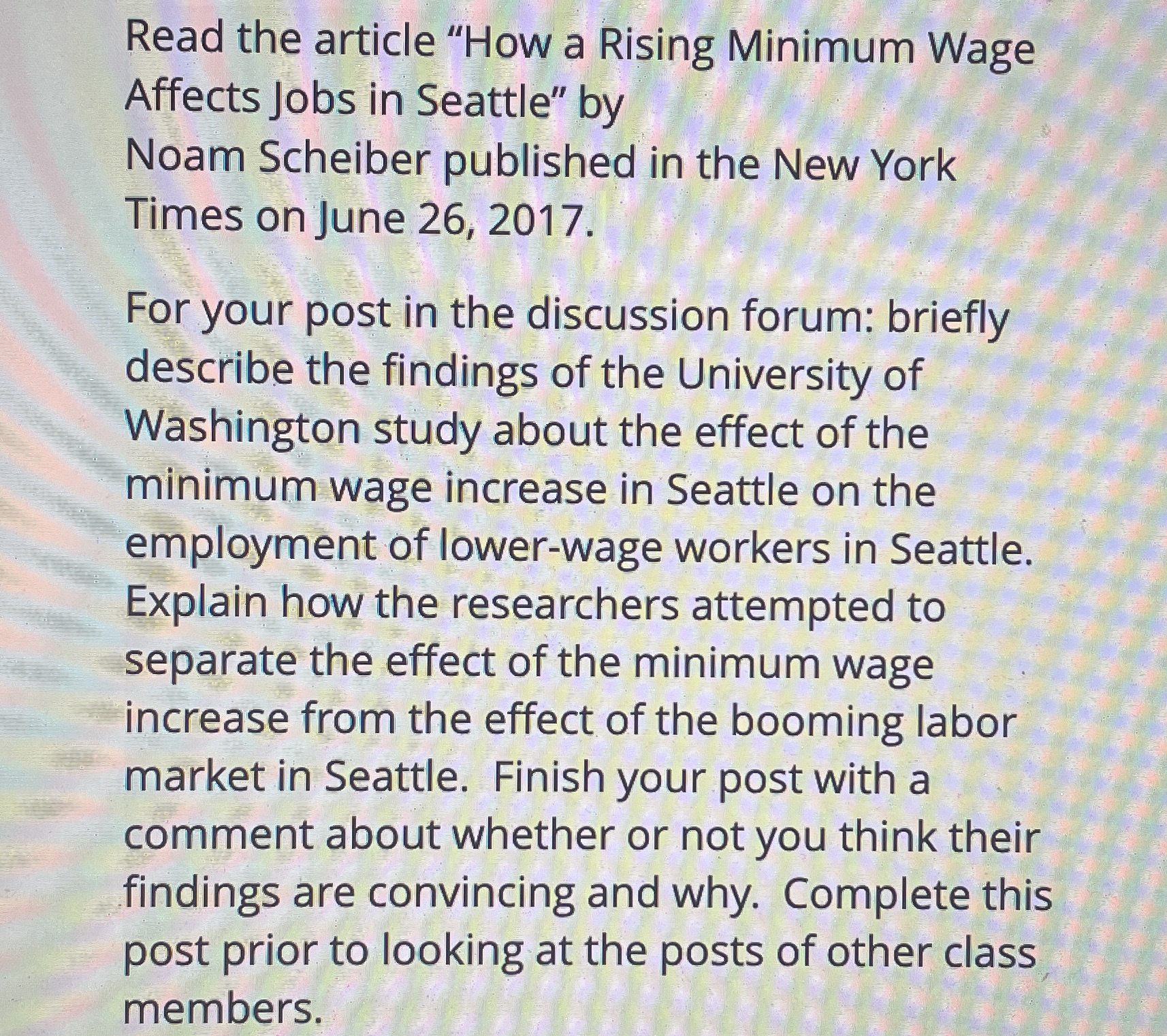 Read the article "How a Rising Minimum Wage