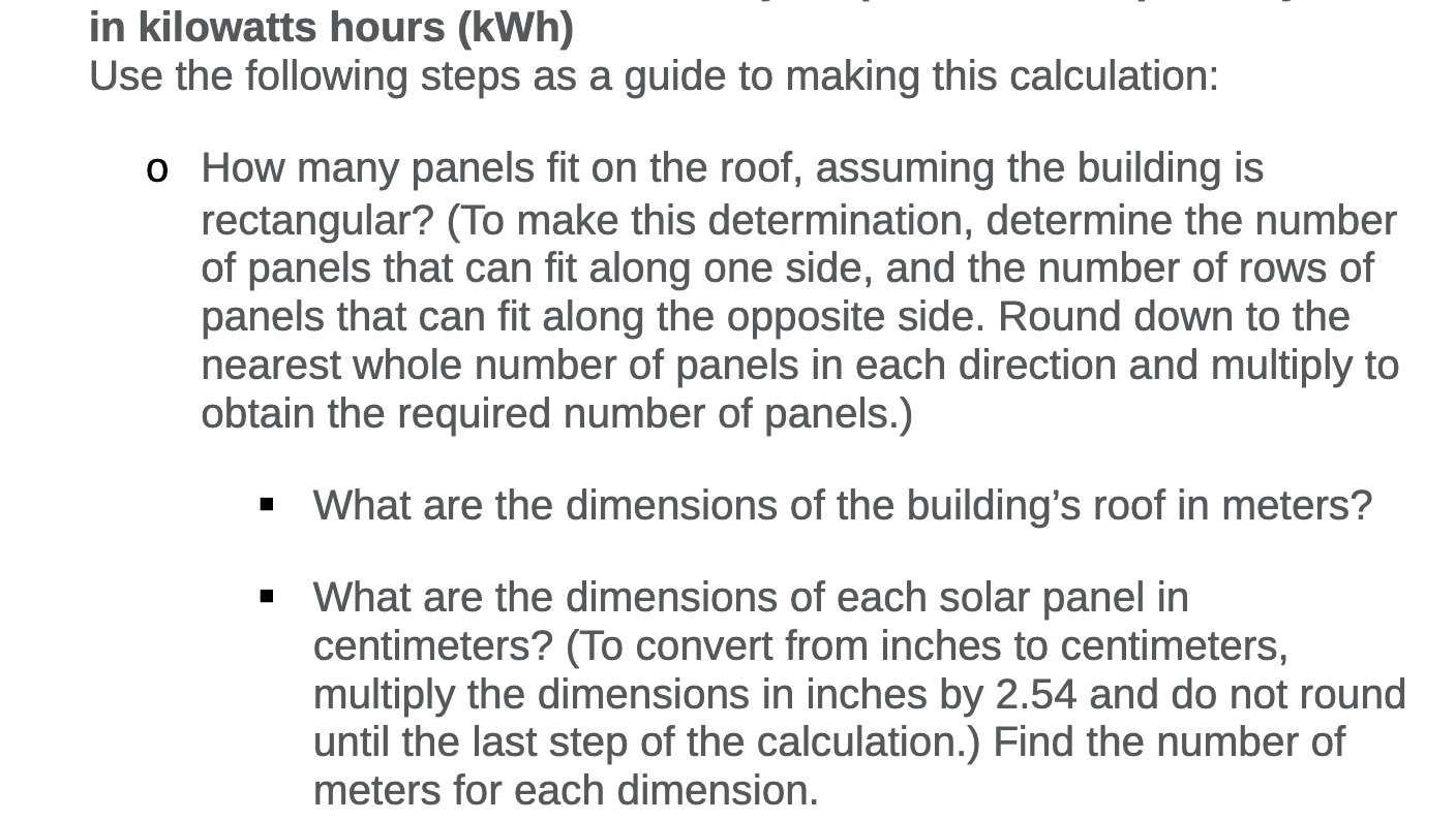 in kilowatts hours (kWh) Use the following steps
