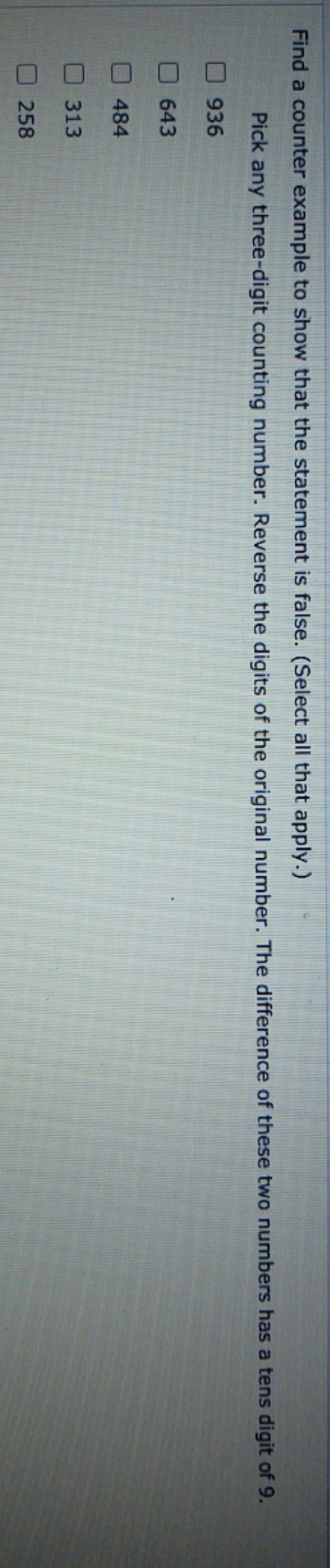 14 Select all that apply Find a counter example