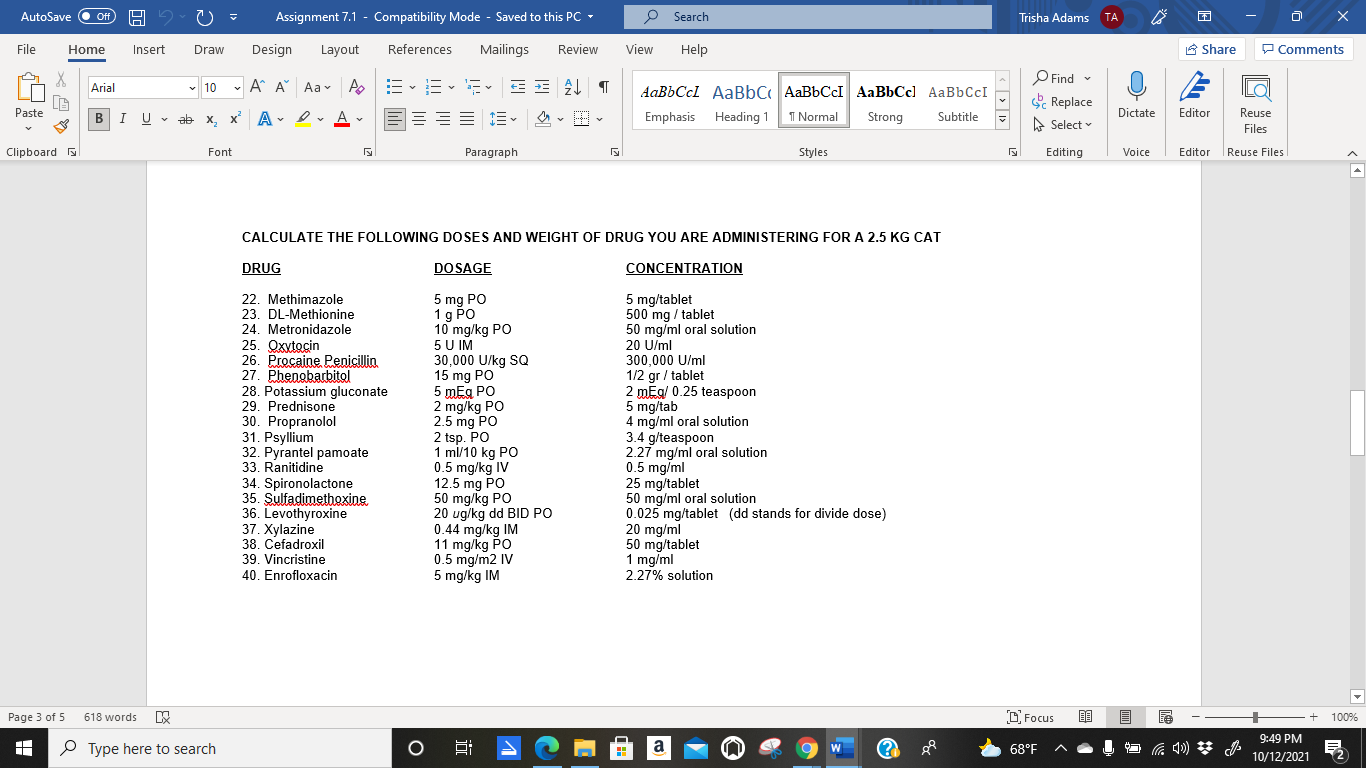 19 Trisha Adams X AutoSave O Off) Assignment 7.1