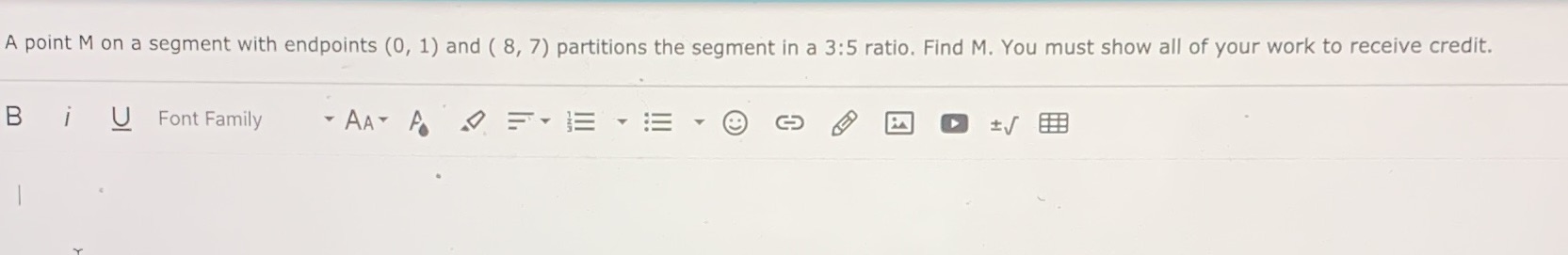 A point M on a segment with endpoints (0, 1) and