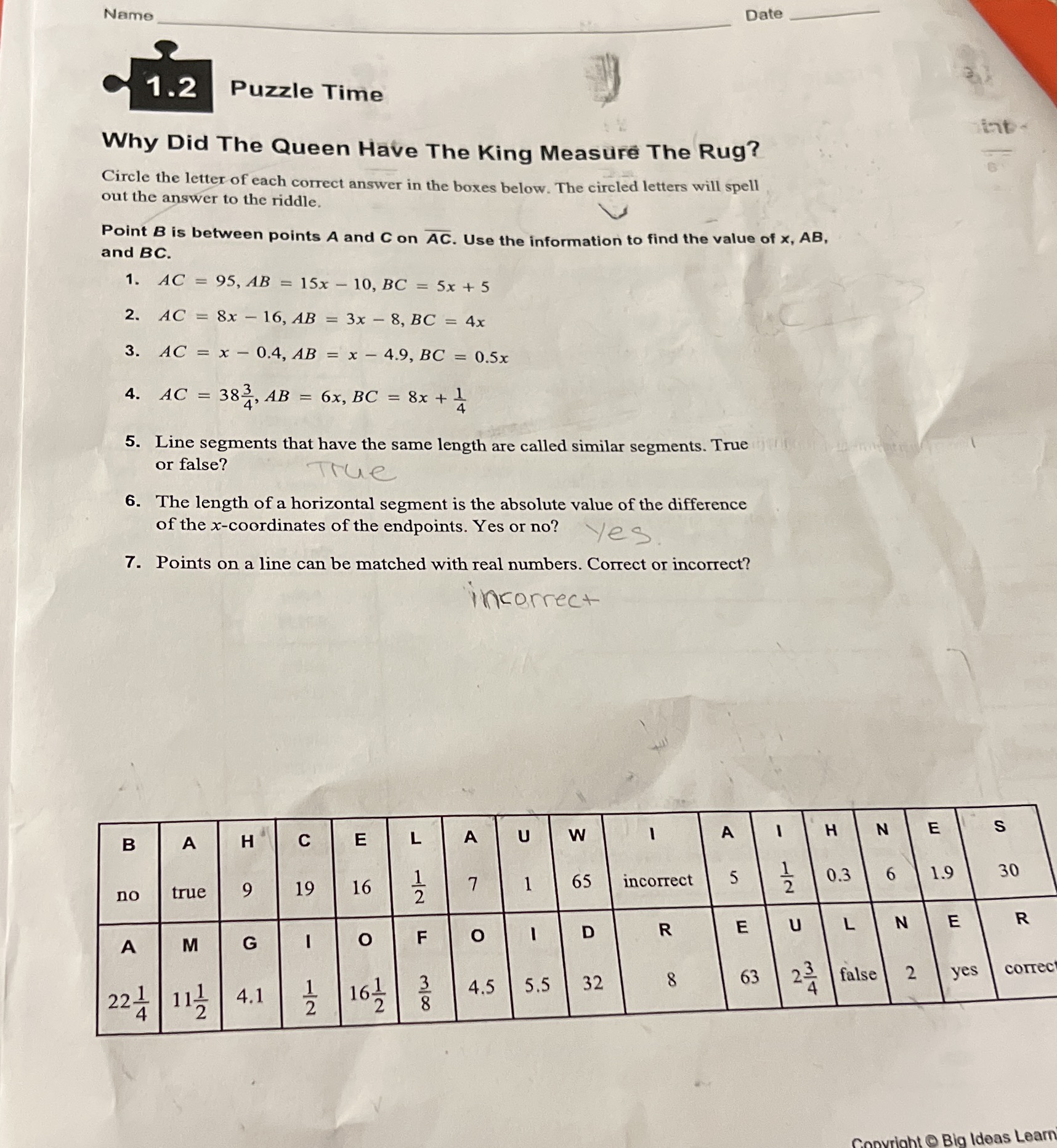 Help Name Date 1.2 Puzzle Time int . Why Did The