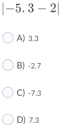 Absolute Value: Evaluate the following