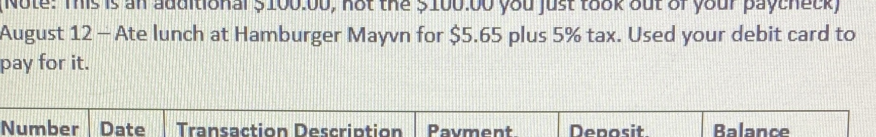 ate lunch at hamburger mayvn for $5.65 plus 5%