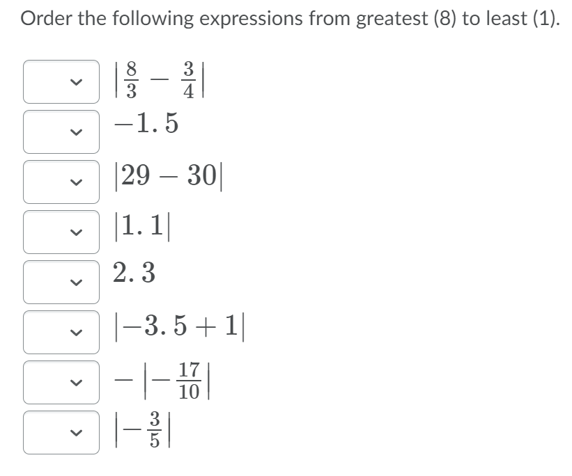 Absolute Value: Evaluate the following