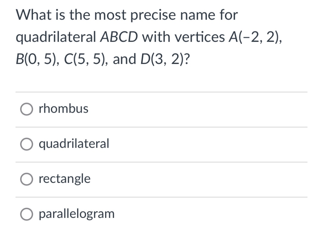 Need help figuring out special parallelograms