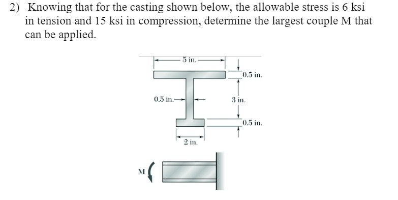 2) Knowing that for the casting shown below, the
