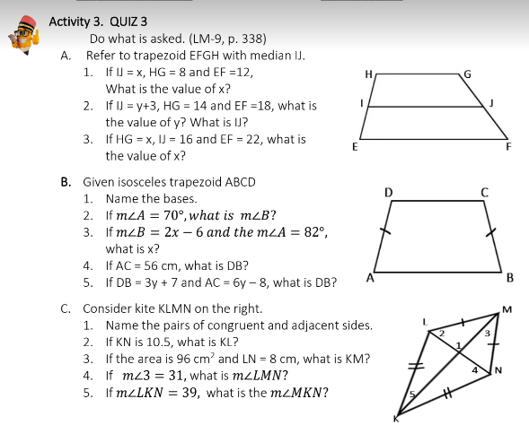 Activity 3. QUIZ 3 Do what is asked. (LM-9, p.