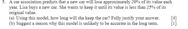 5. A car association predicts that a new car will
