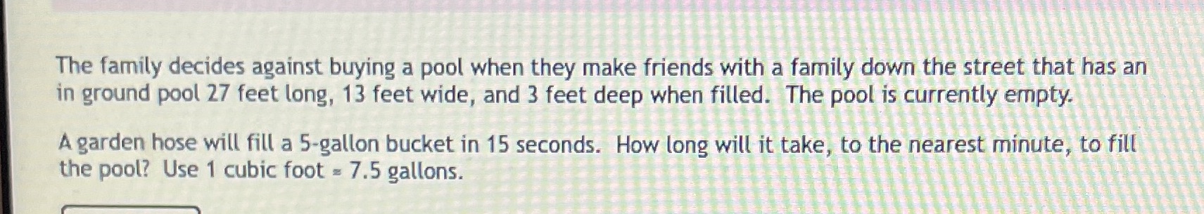 The family decides against buying a pool when