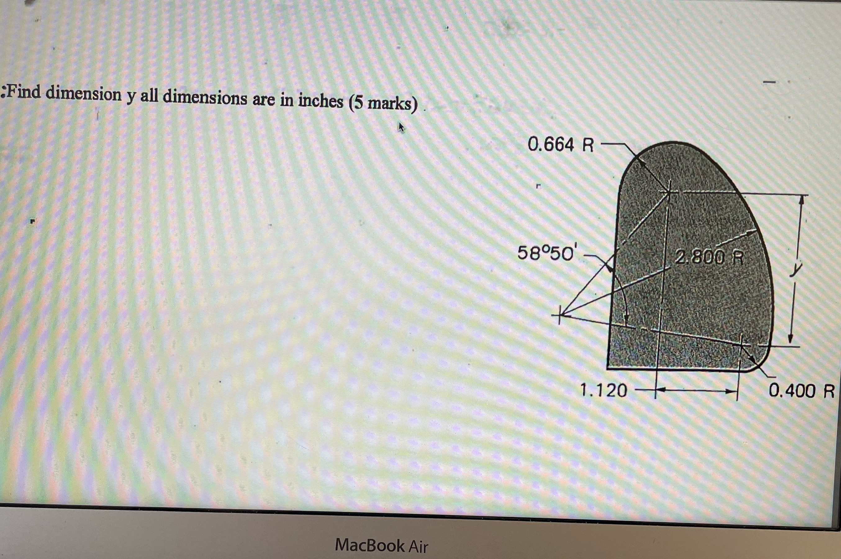 :Find dimension y all dimensions are in inches (5