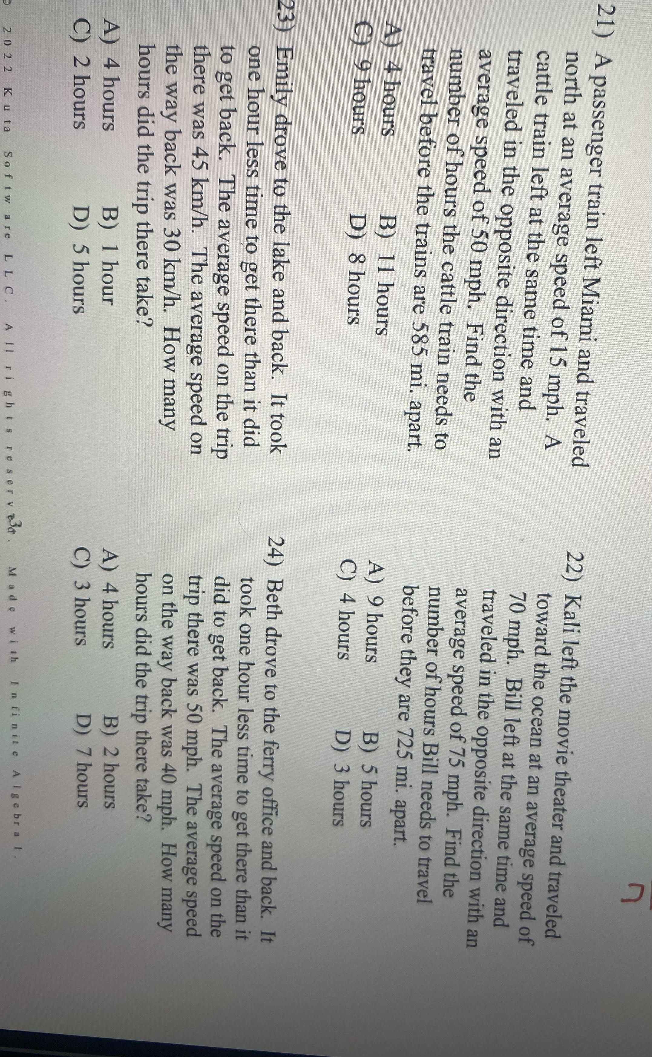 C 21) A passenger train left Miami and traveled