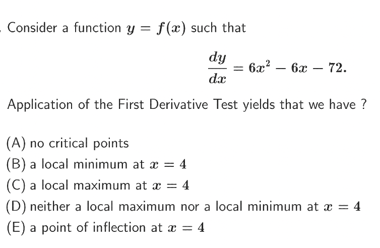 . Consider a function y = f(a:) such that d