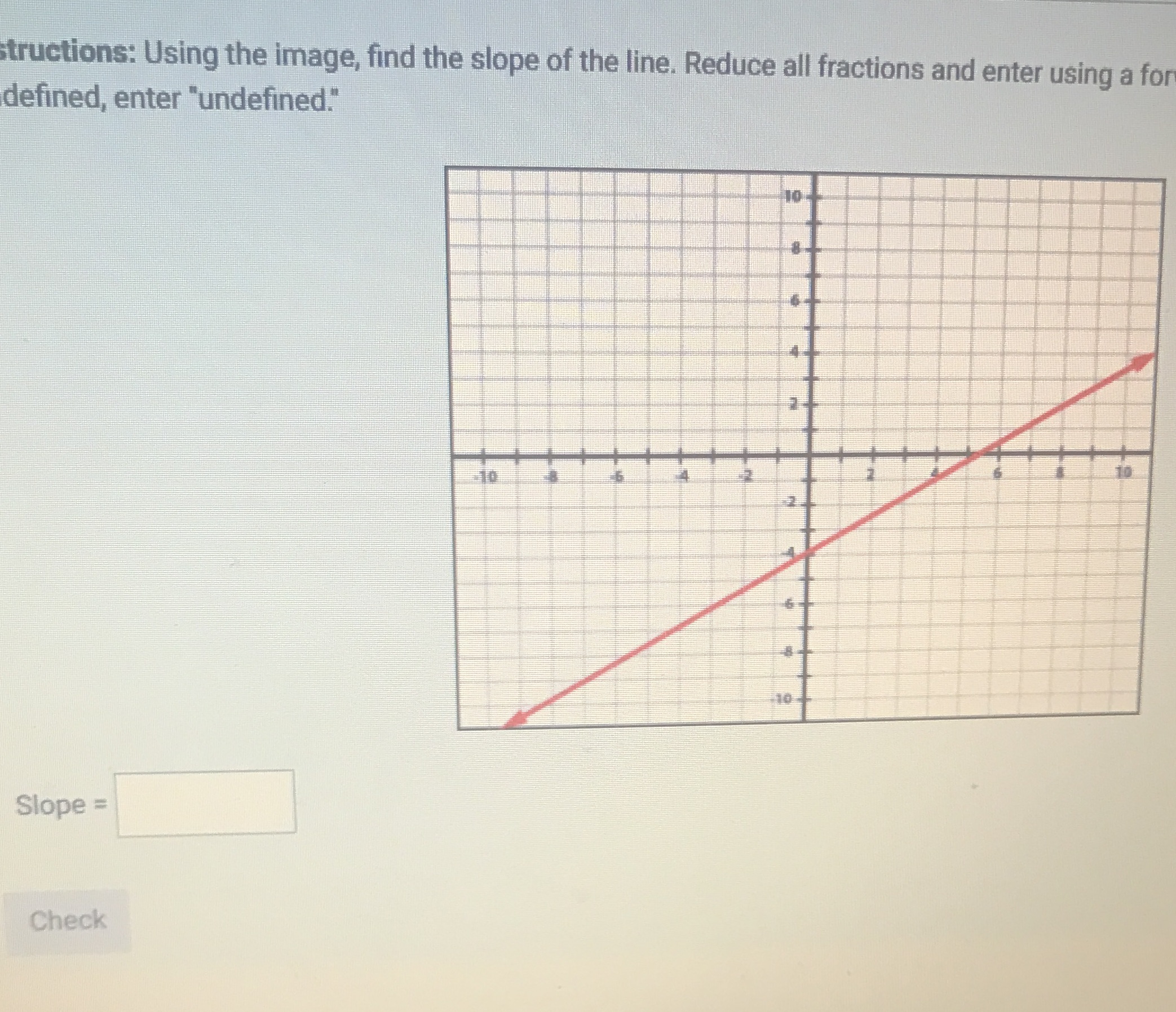 structions: Using the image, find the slope of