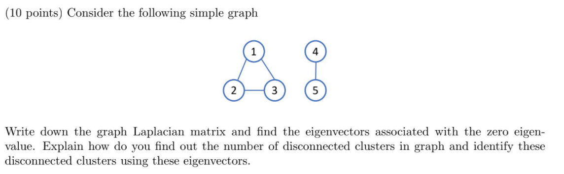 (10 points) Consider the following simple graph 1