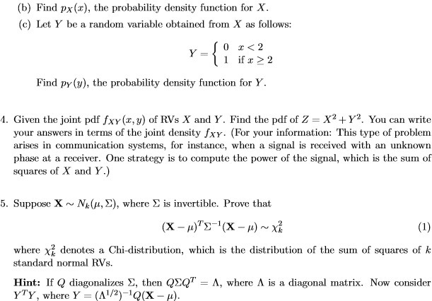 (b) Find px(x), the probability density function