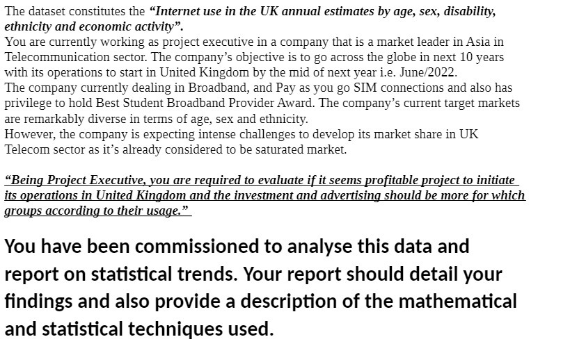The dataset constitutes the \"Internet use in the