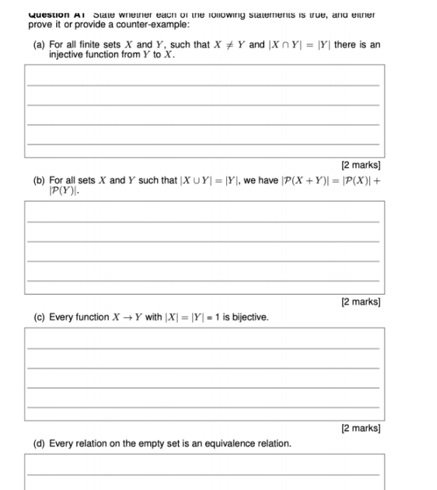 state weather each of the following statements is