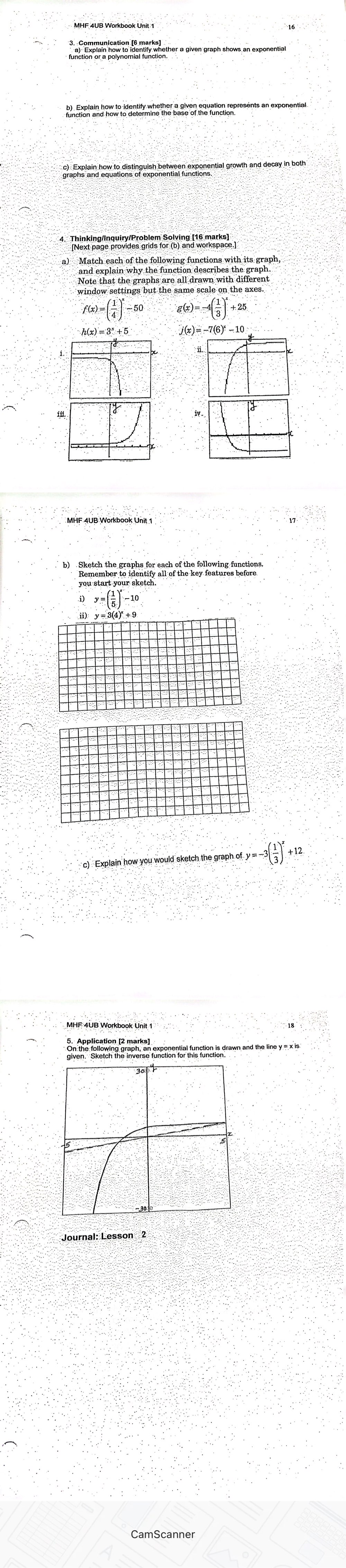 MHF 4UB Workbook Unit 1 To identify whether a