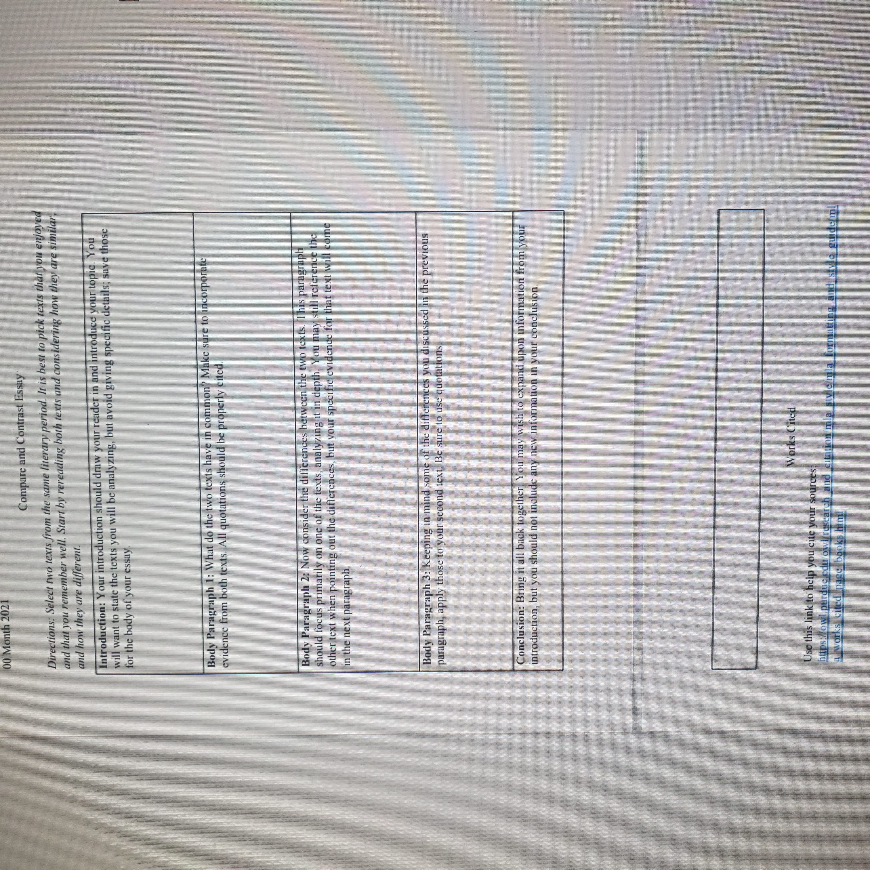 00 Month 2021 Compare and Contrast Essay