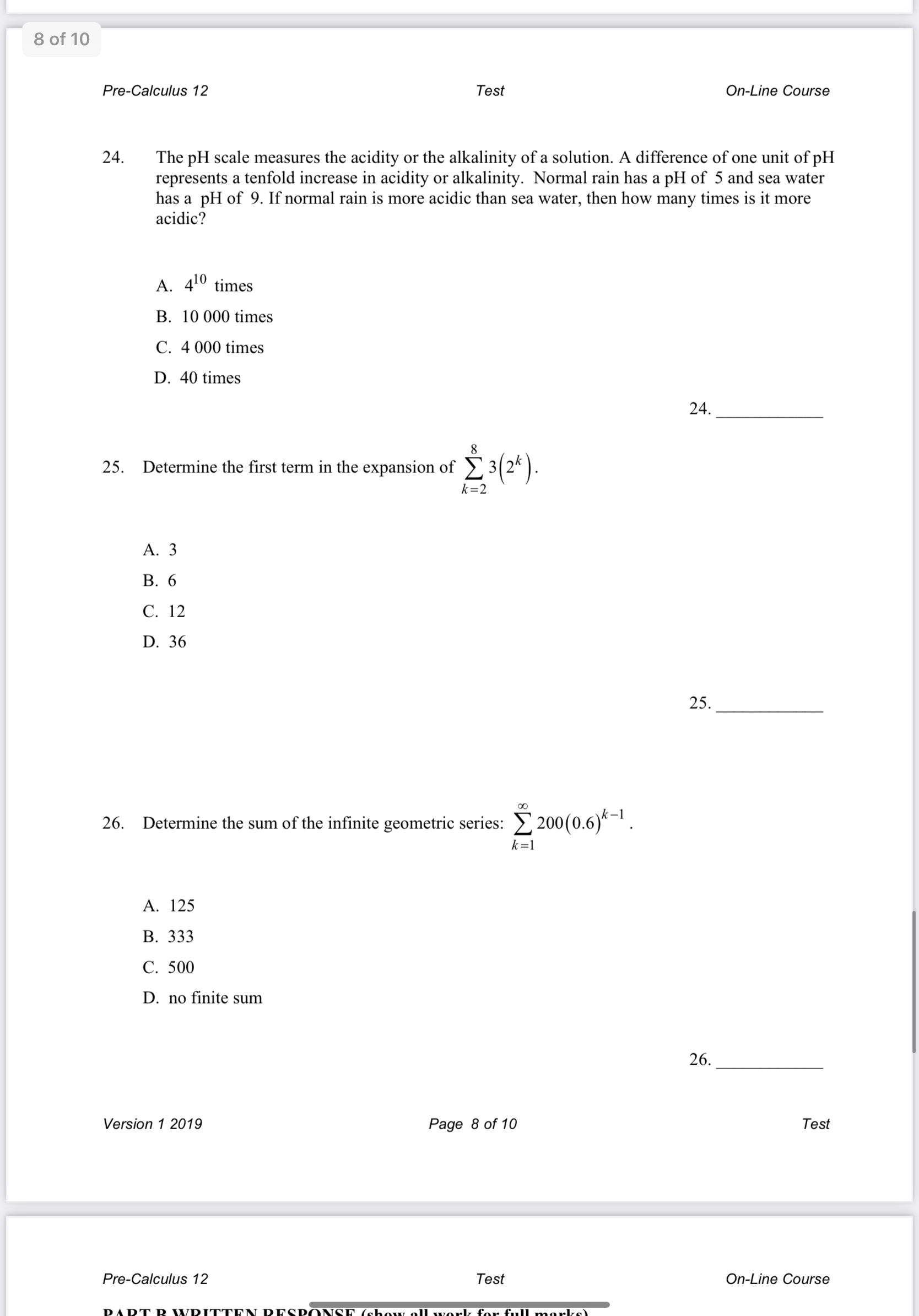 please provide answers and explanations