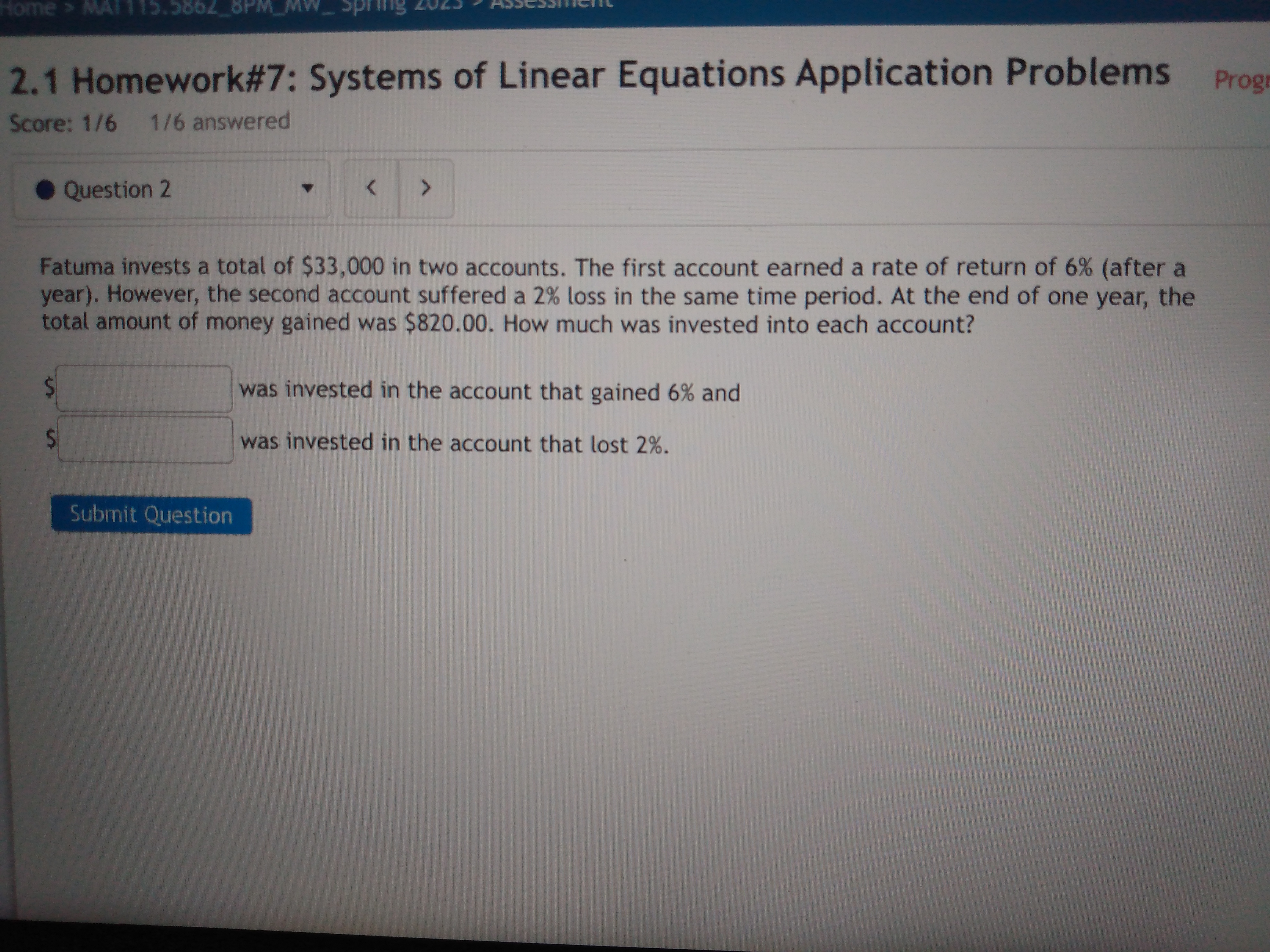 2.1 Homework#7: Systems of Linear Equations