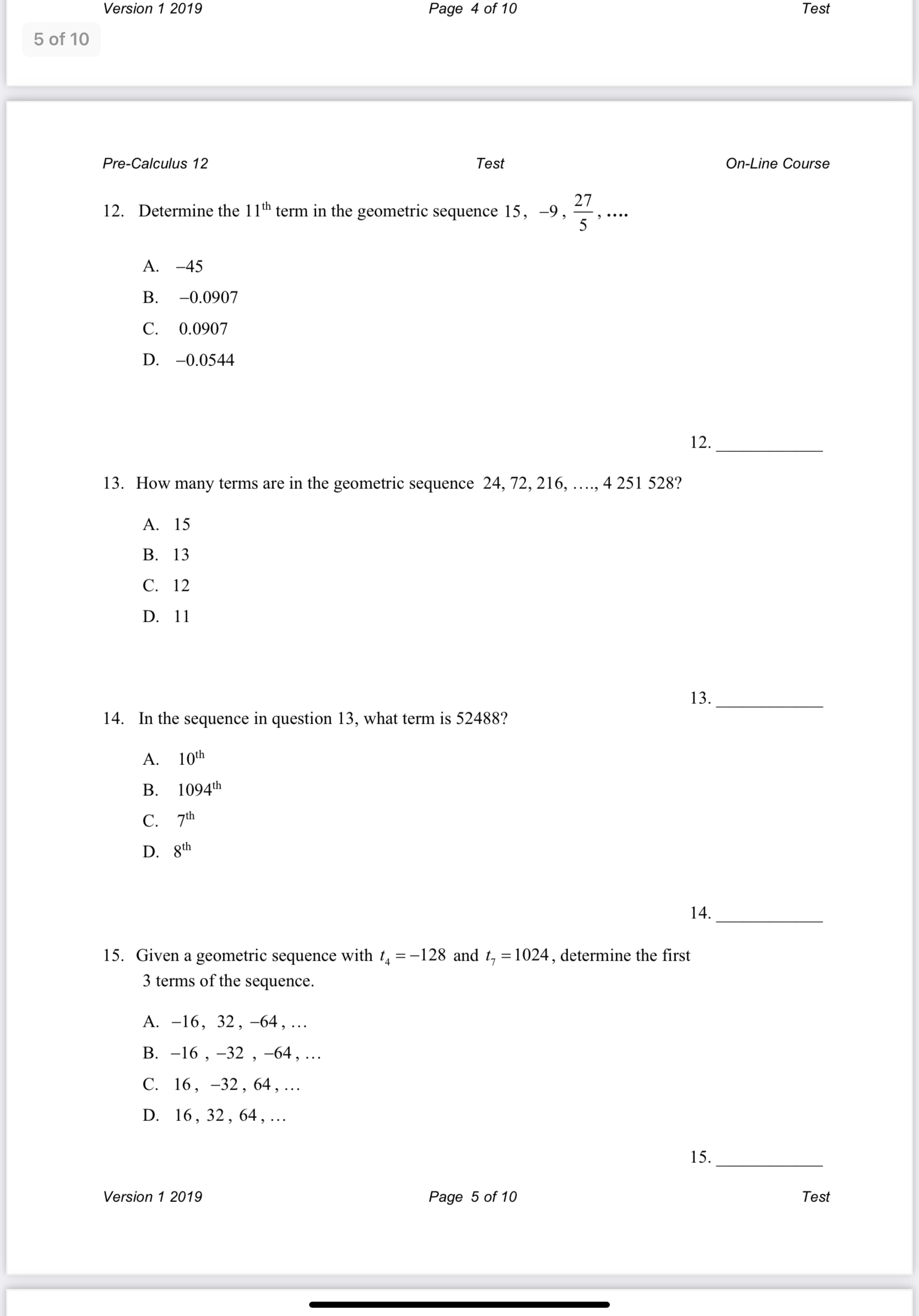 please provide answers and explanations