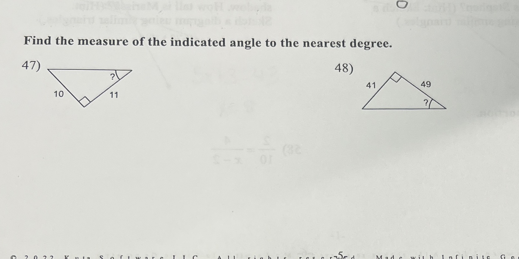 O Find the measure of the indicated angle to the