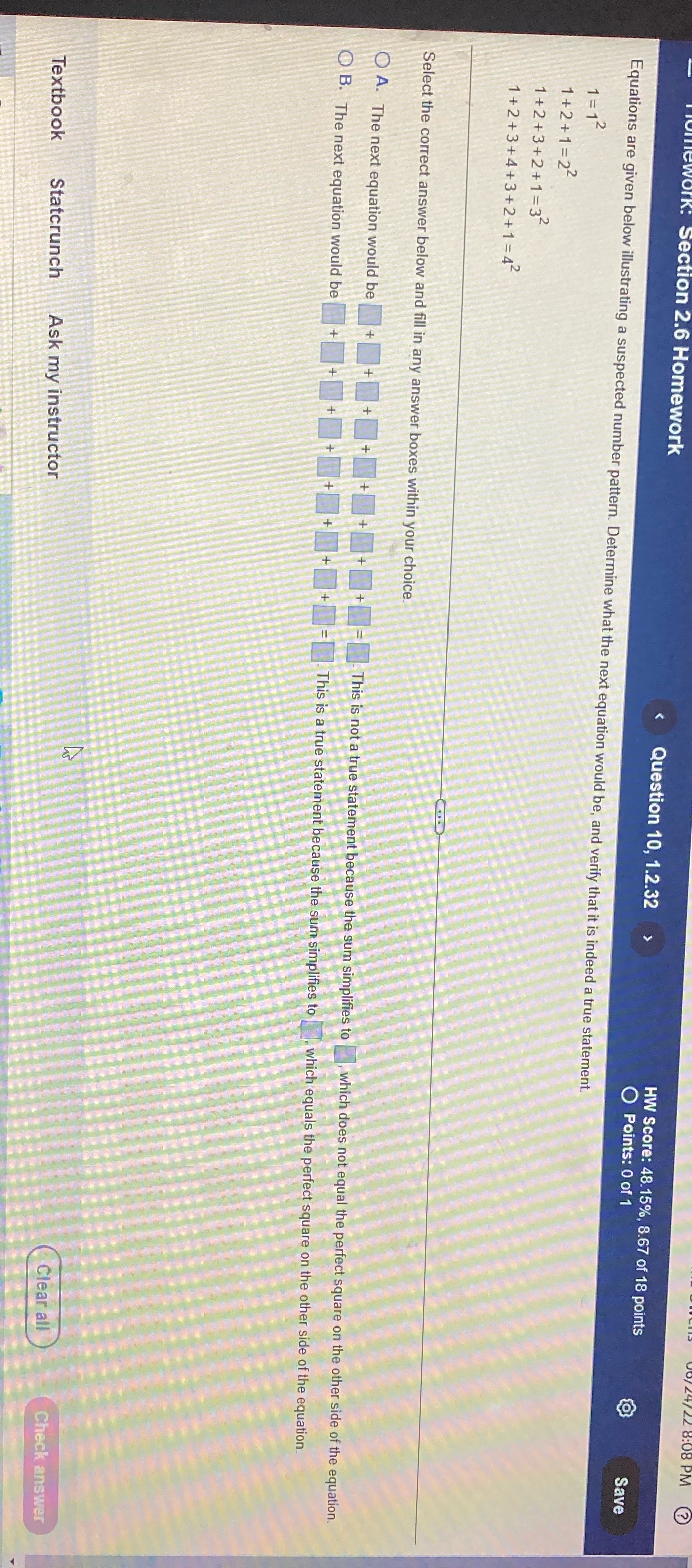 ection 2.6 Homework Question 10, 1.2.32 HW Score: