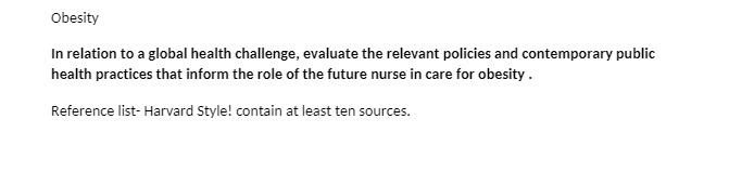 Obesity In relation to a global health challenge,