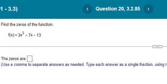 -1 - 3.3) < Question 13, 3.2.1 > Solve. (11v +
