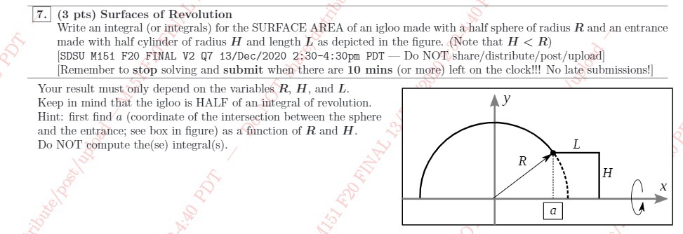 7. (3 pts) Surfaces of Revolution Write an