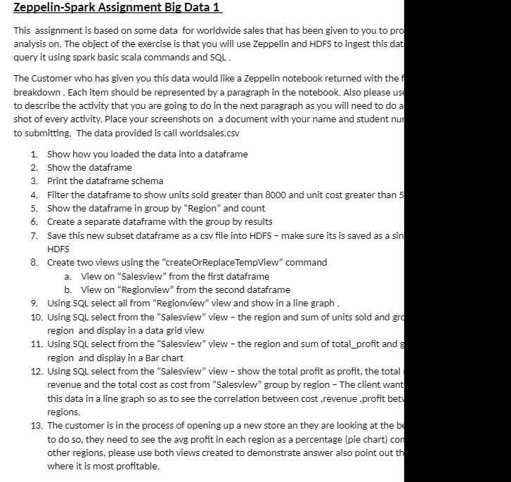Zeppelin-Spark Assignment Big Data 1 This