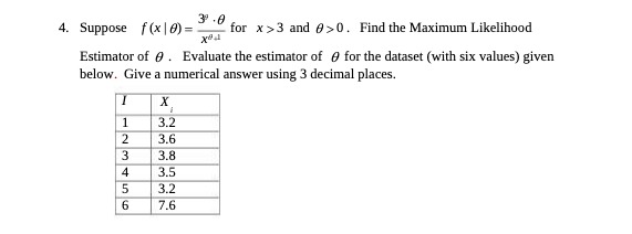 4. Suppose f (x | 0) = for x style=