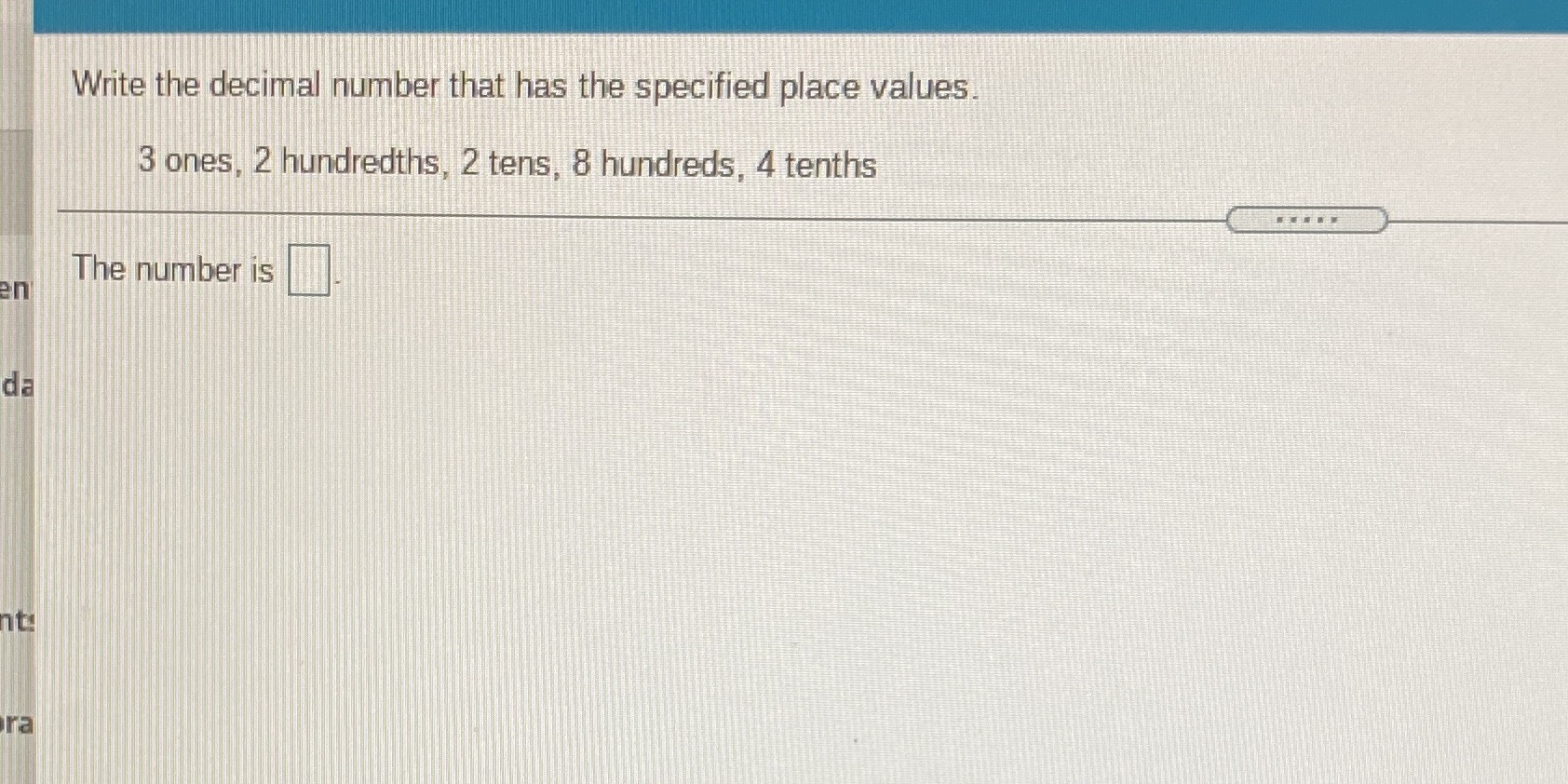 Write the decimal number that has the specified