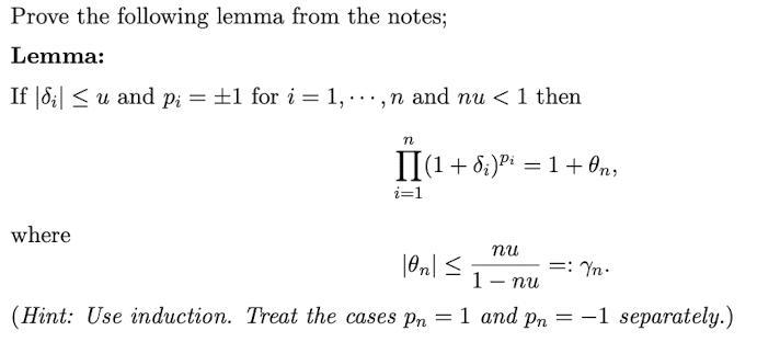 Prove the following lemma from the notes; Lemma: