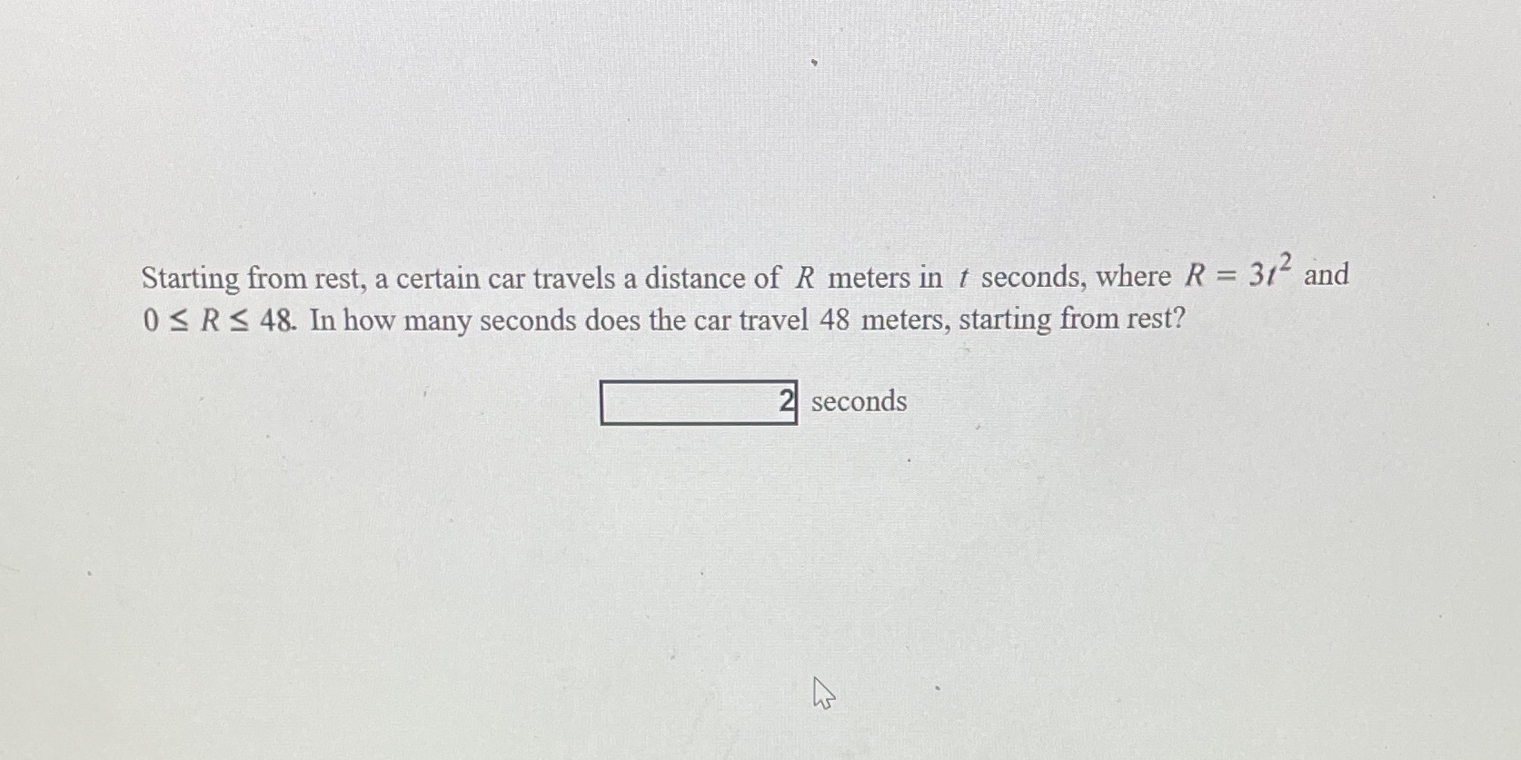 Question 13 Starting from rest, a certain car