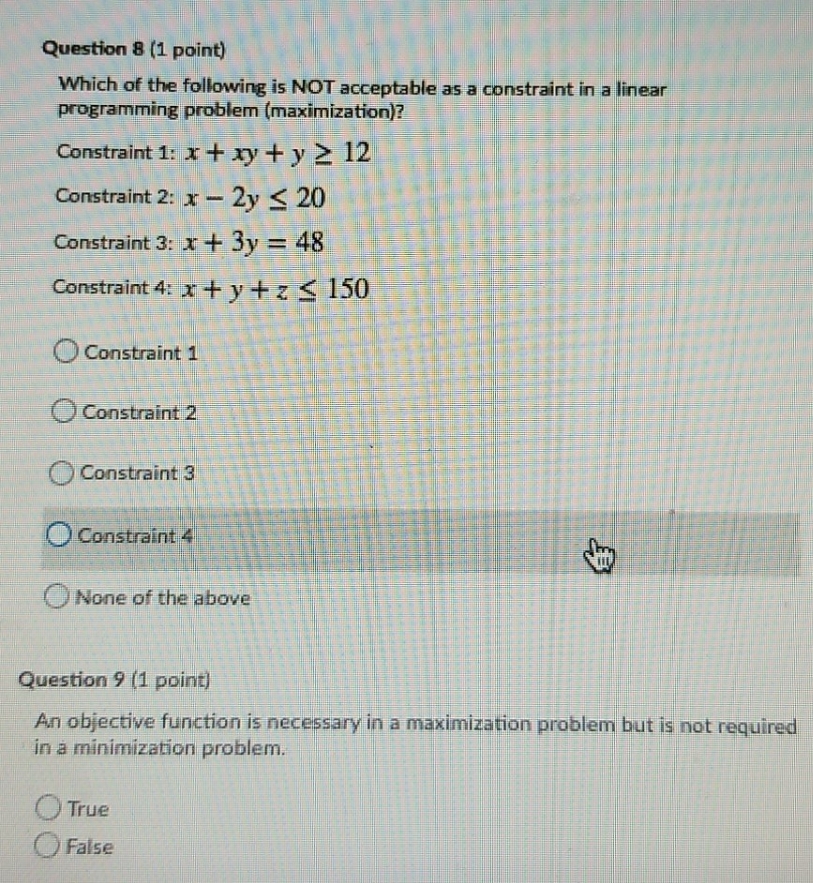 answer both questions Question 8 (1 point) Which