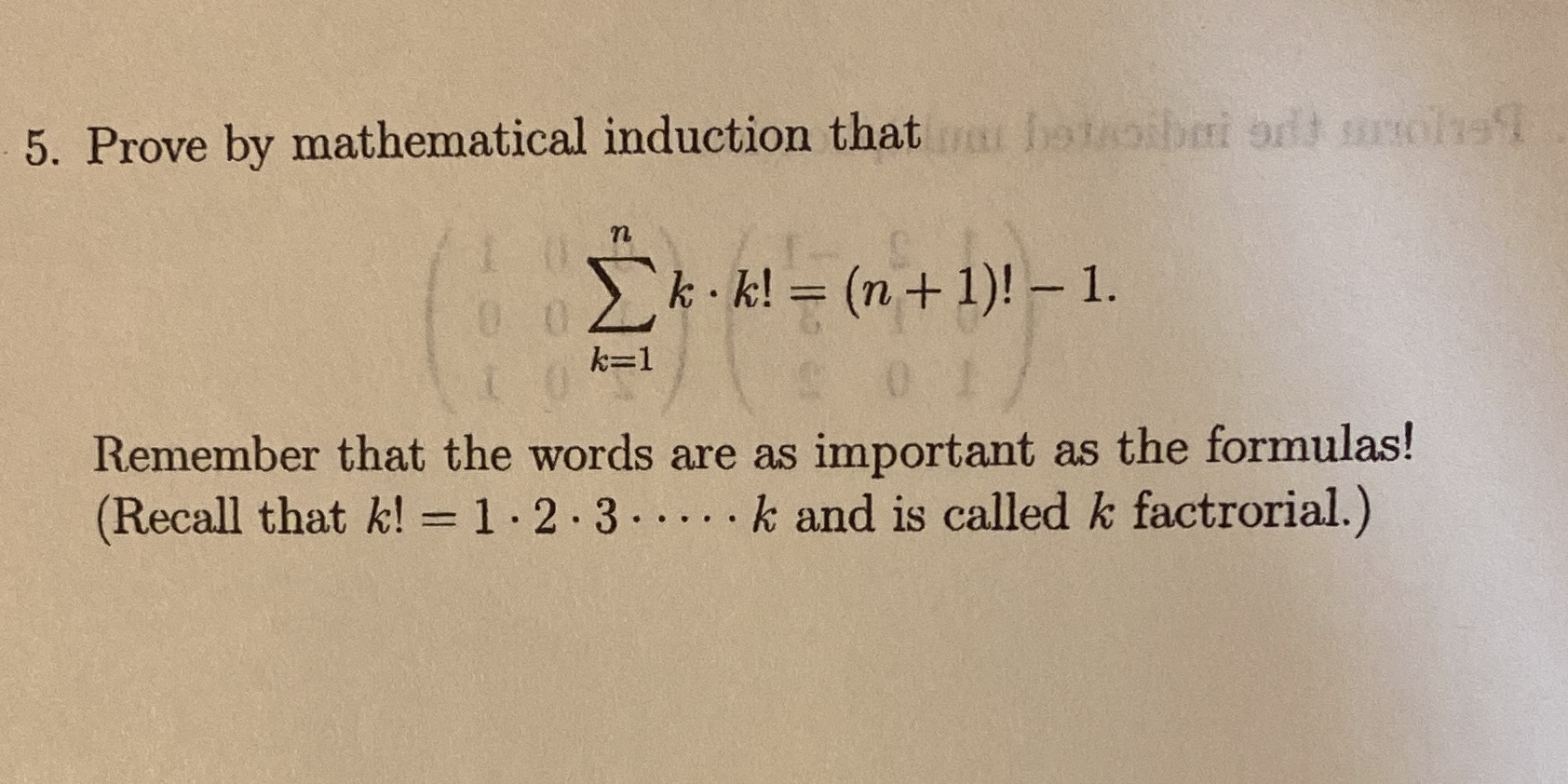 5. Prove by mathematical induction that bewasbai