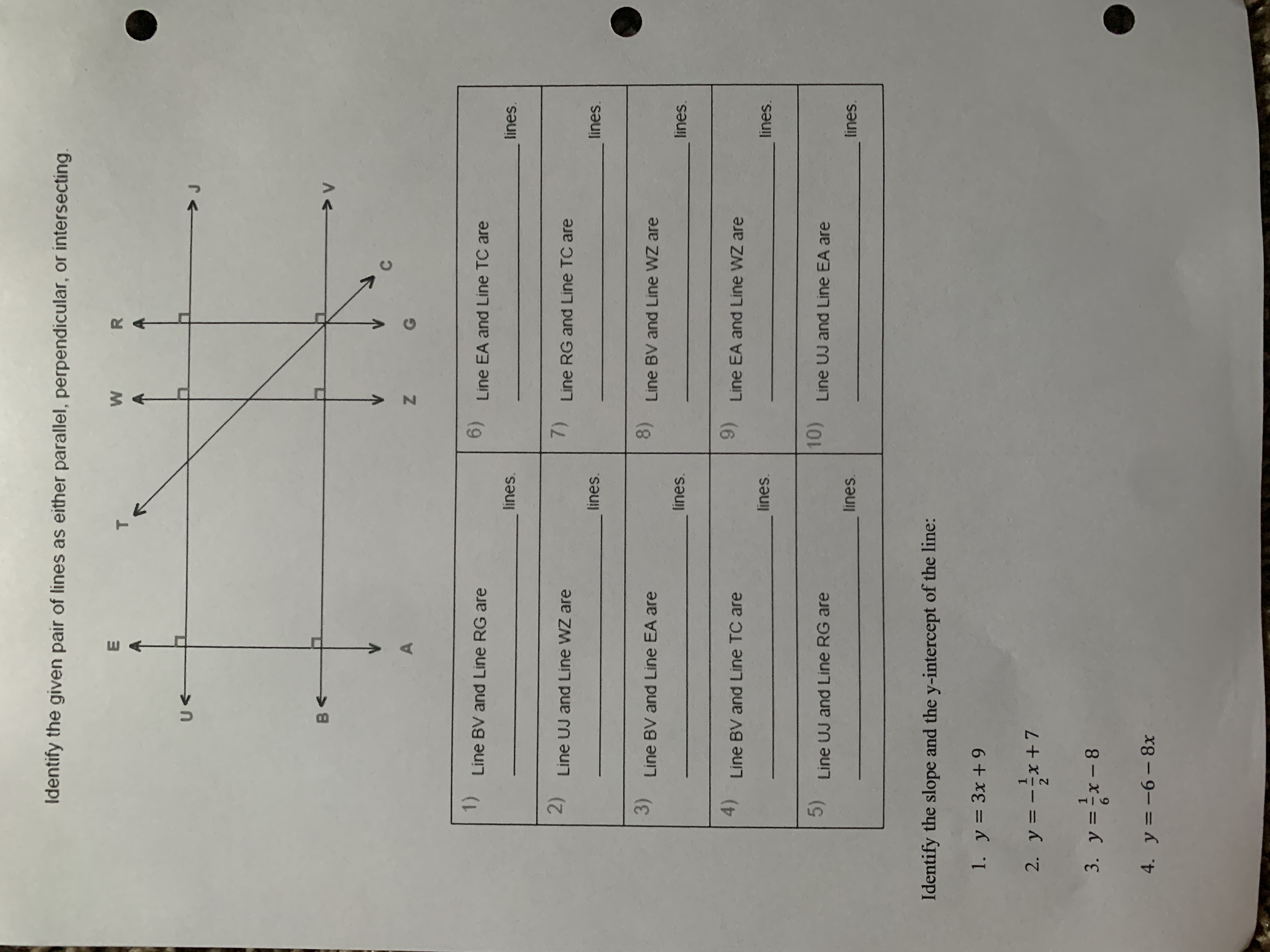 question stay in the paper Perpendicular and