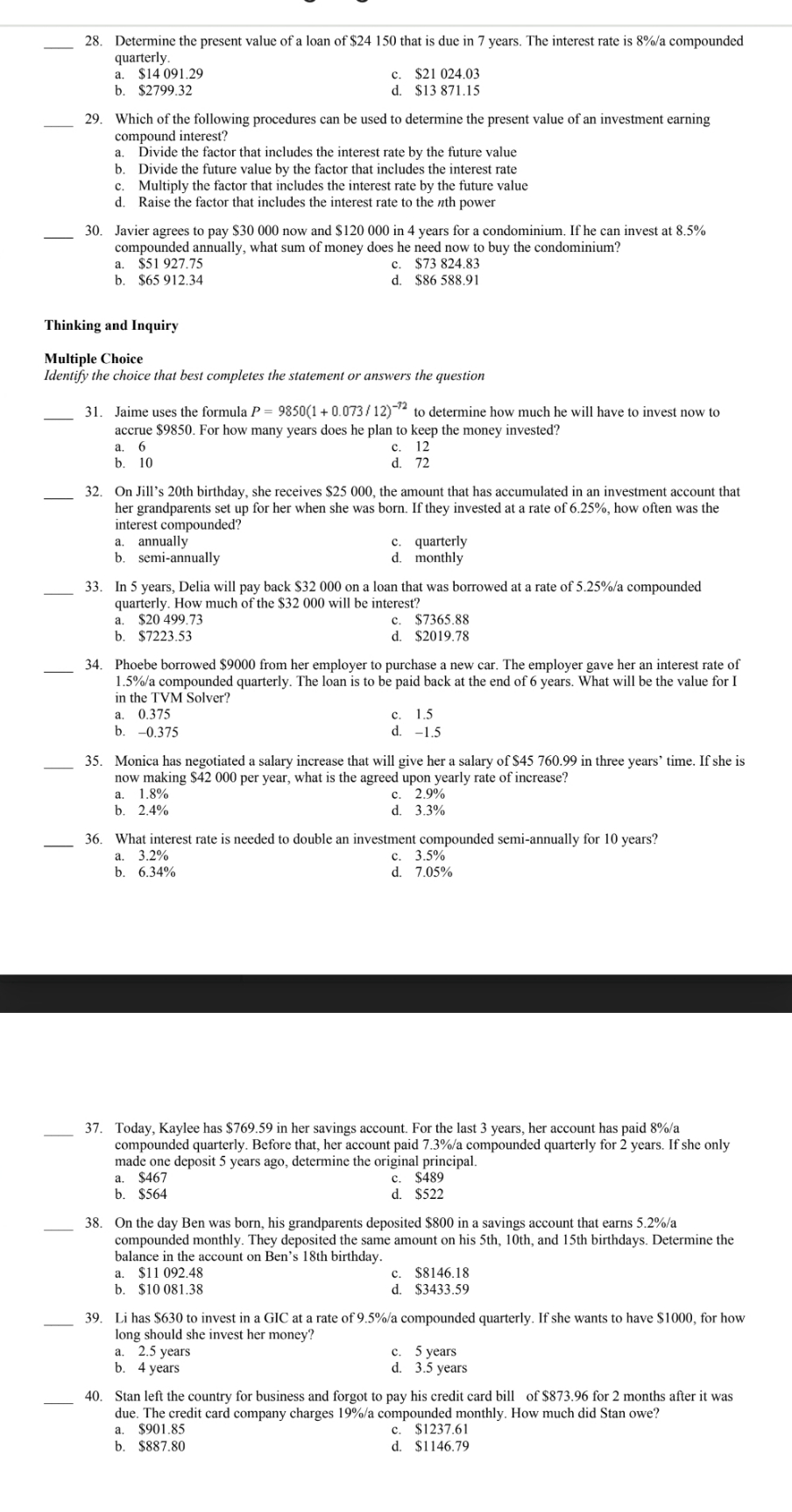 Need someone's help! It's grade 11 college Math.