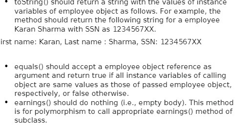 toString () should return a string with the