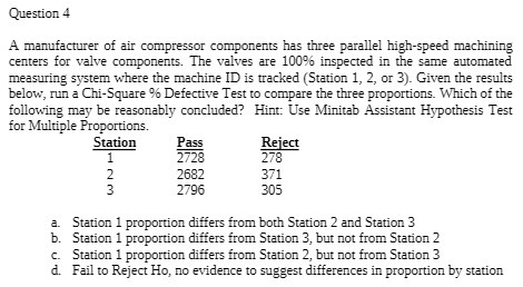 Question 4 A manufacturer of air compressor