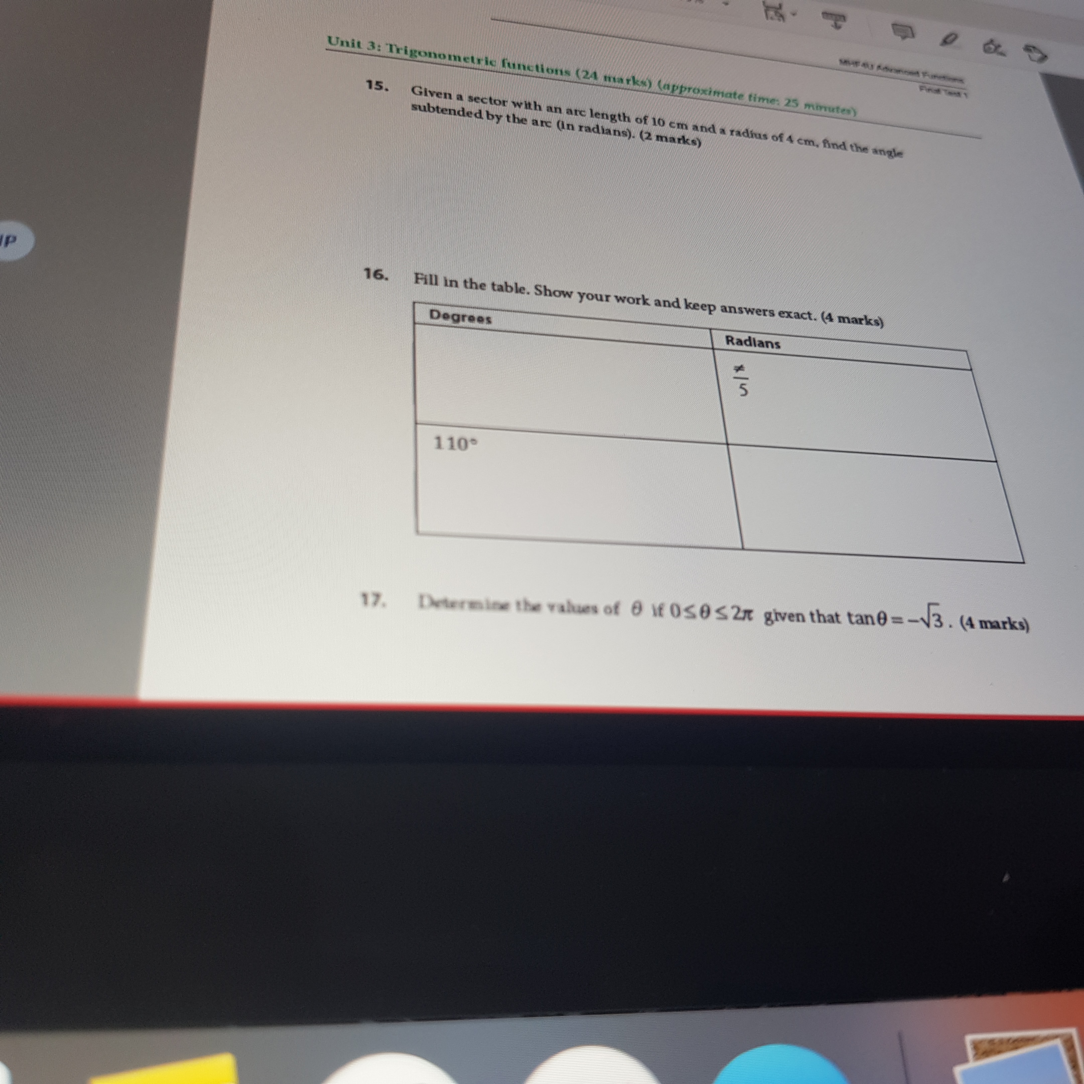 Please help Find Tank Unit 3: Trigonometric