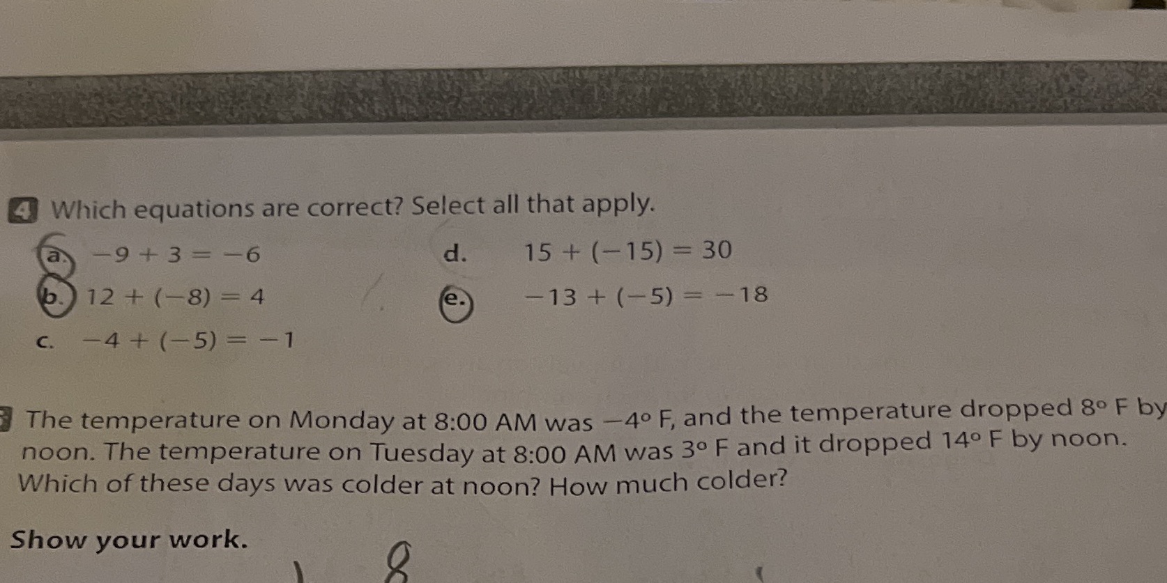 4 Which equations are correct? Select all that