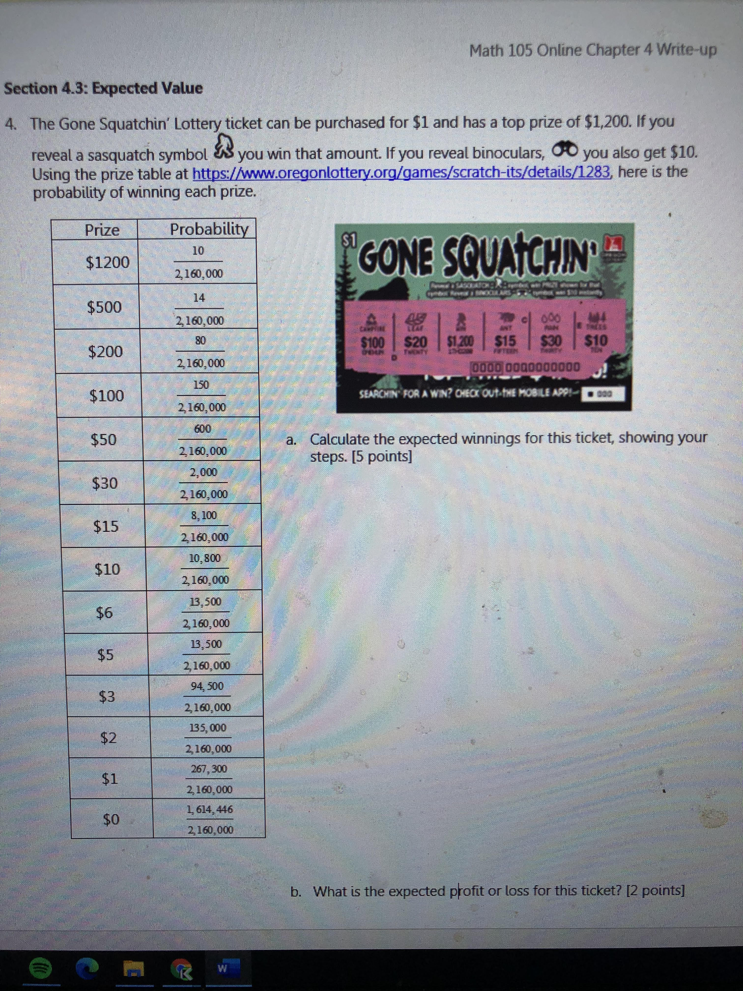 Math 105 Online Chapter 4 Write-up Section 4.3: