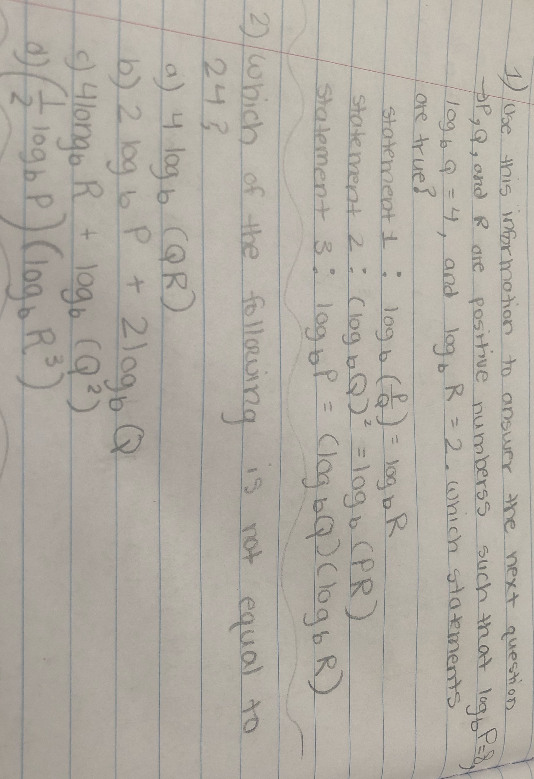 Please answer 1) Use this information to answer