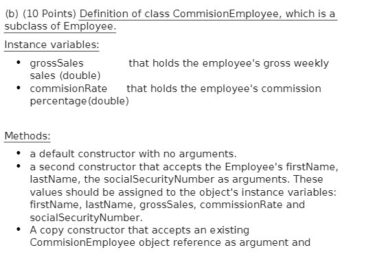 (b) (10 Points) Definition of class