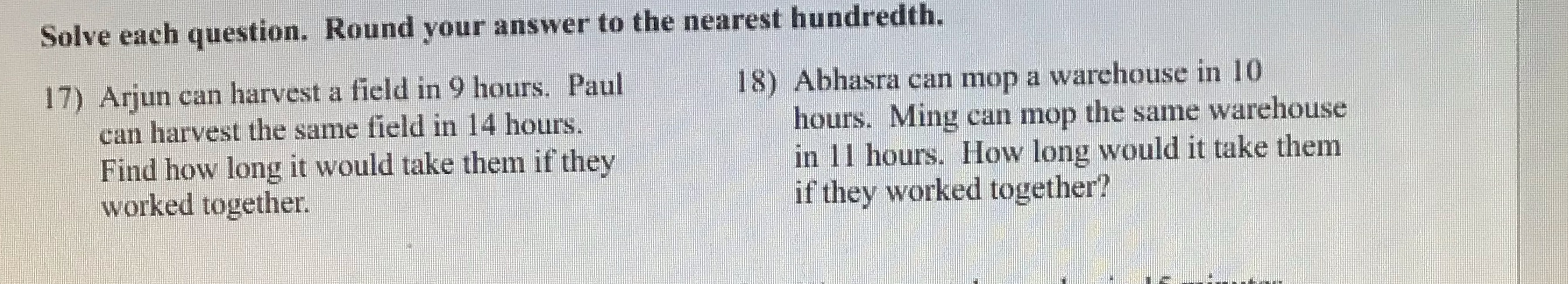 Solve each question. Round your answer to the