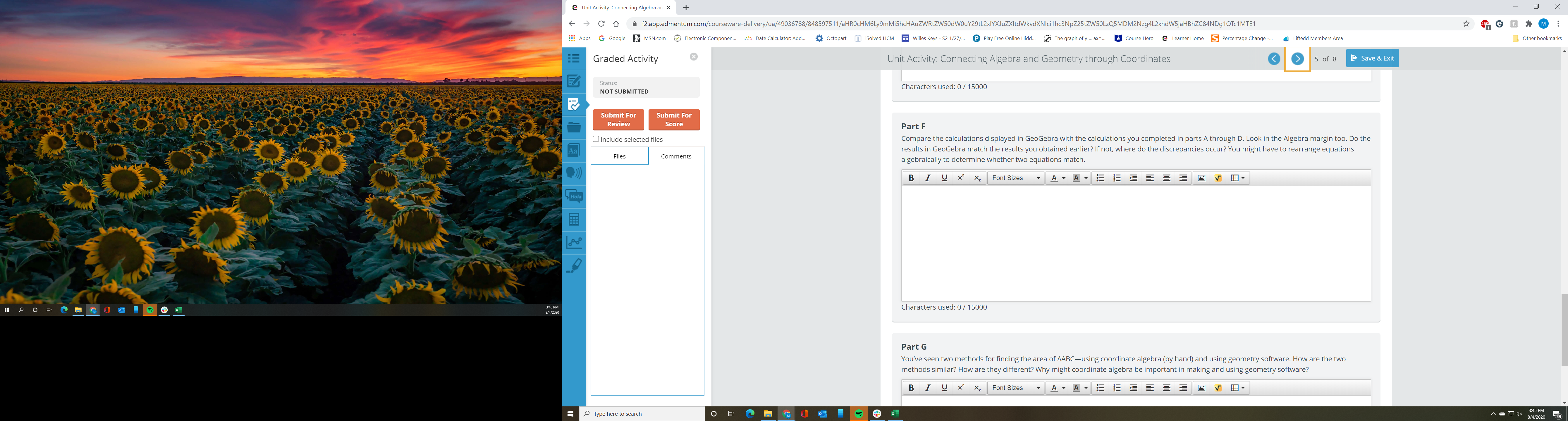 2 Unit Activity: Connecting Algebra ar - C D a